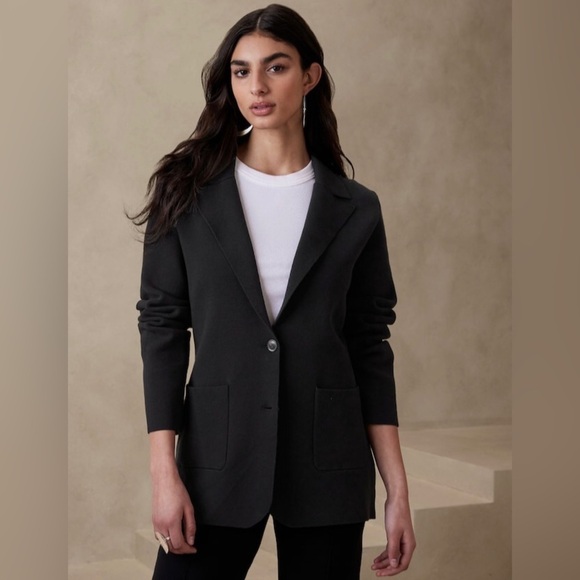 NWT! Banana Republic Black Milano Sweater Blazer - Size Large - Picture 1 of 4